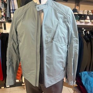 Belstaff™ Men’s Light Blue  V-Racer Jacket | Nylon Biker Zip-Up Bomber